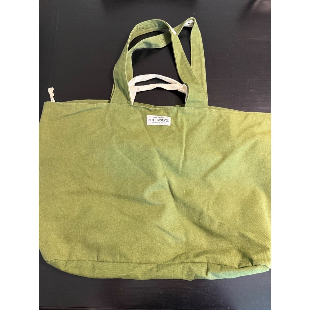 The Foundry Creative Capital Olive Green Canvas Tote Bag oversize Travel Handbag